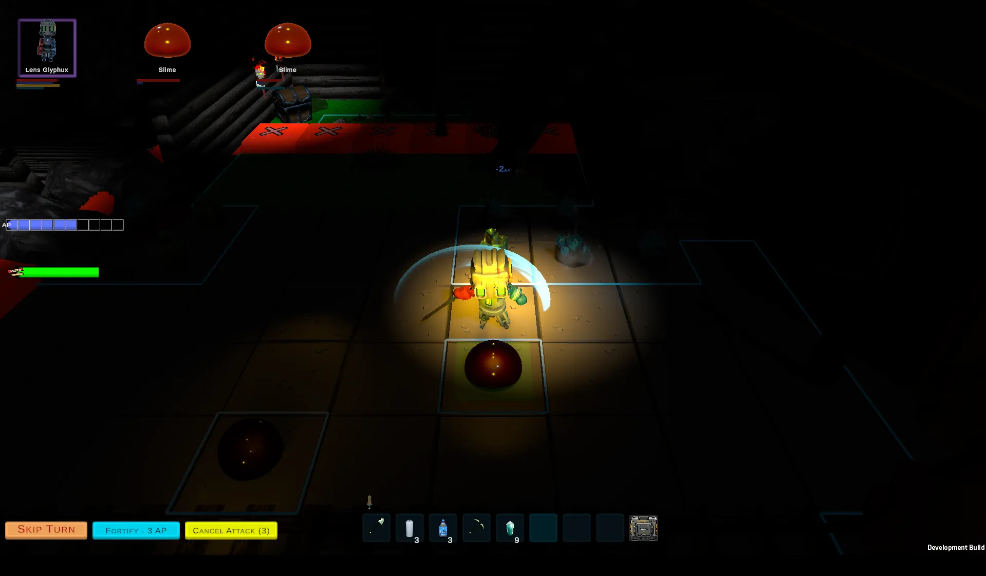 Sword slash mid-combat against a slime