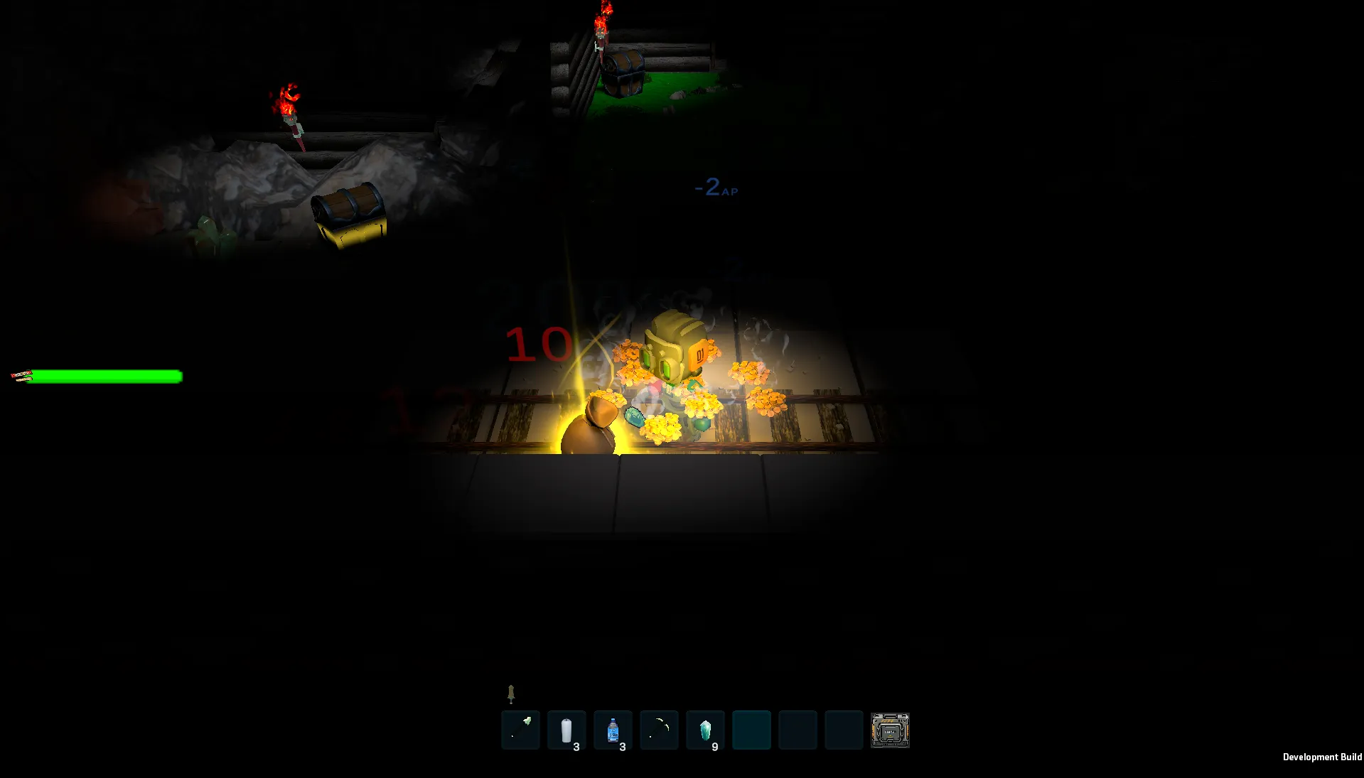 Collecting loot bags after a fight